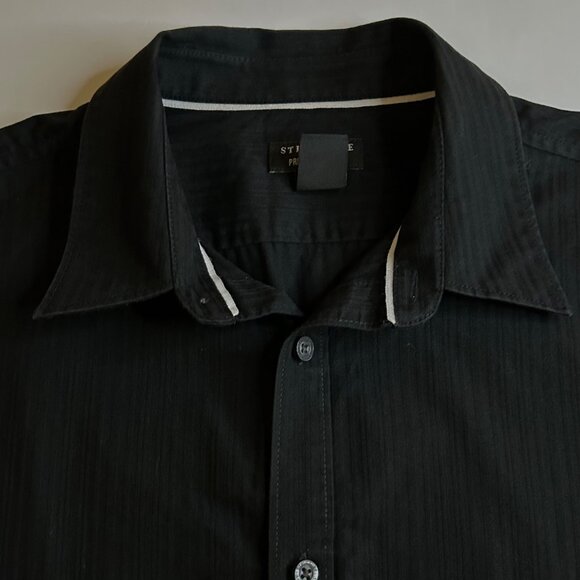 Men's Structure Medium (38-40) Black Pinstriped Button-up Long Sleeve Shirt - Picture 10 of 10
